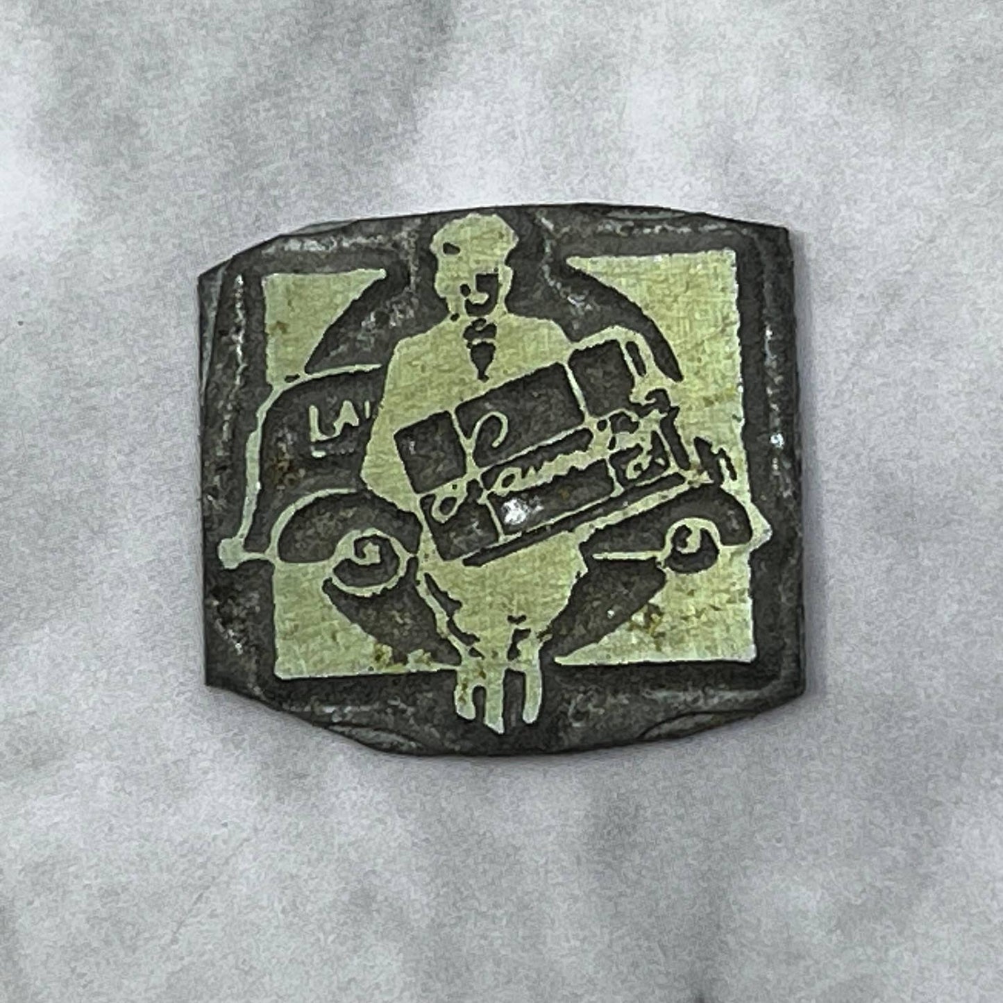 Vintage Printing Letterpress Printers Block Plate Delivery Man SE820