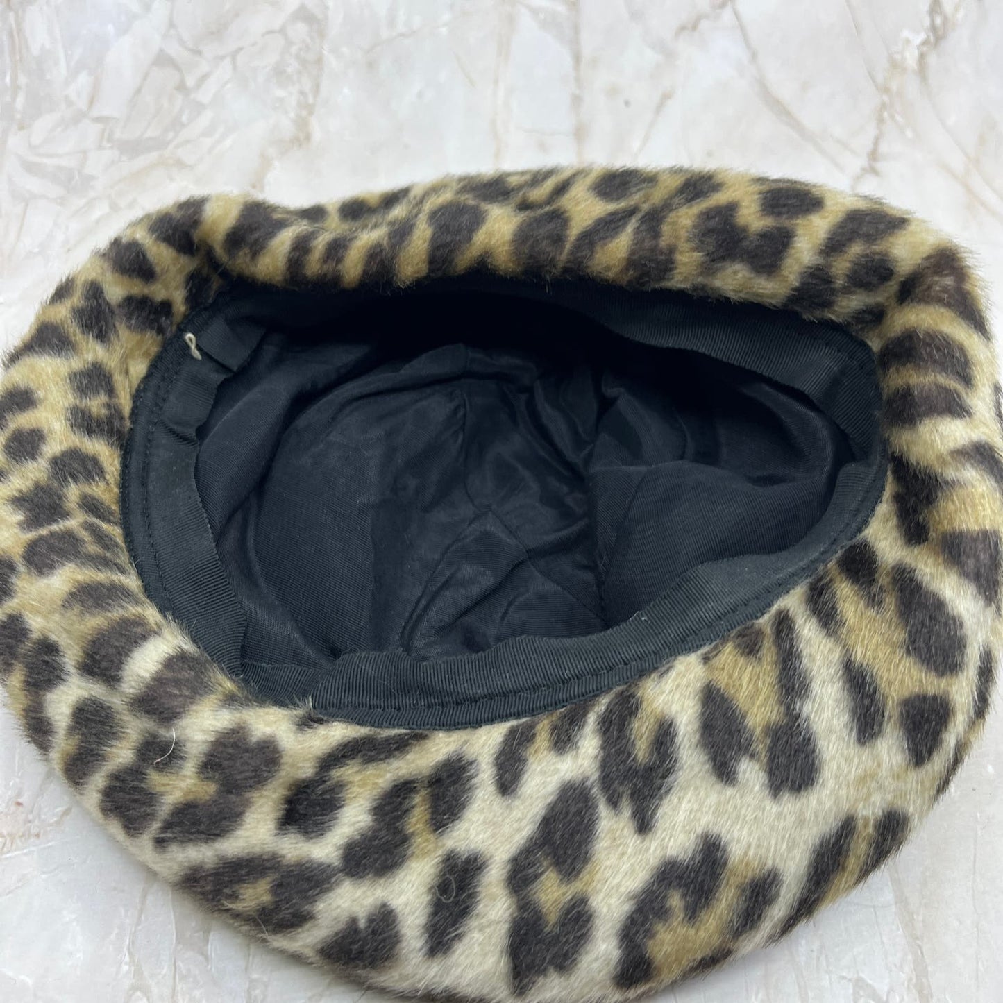 Vintage Black Velvet & Leopard Print Ladies Hat HB1