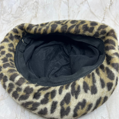 Vintage Black Velvet & Leopard Print Ladies Hat HB1