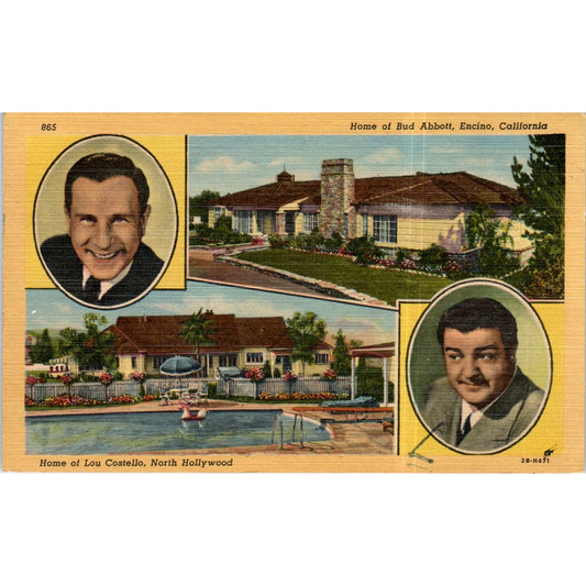Lou Costello Home, North Hollywood CA Original Postcard P2-7