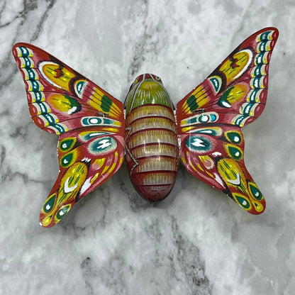 Vtg 50's ALPS Moth Friction Tin Toy. Bold Bright Colors Butterfly JAPAN SF1