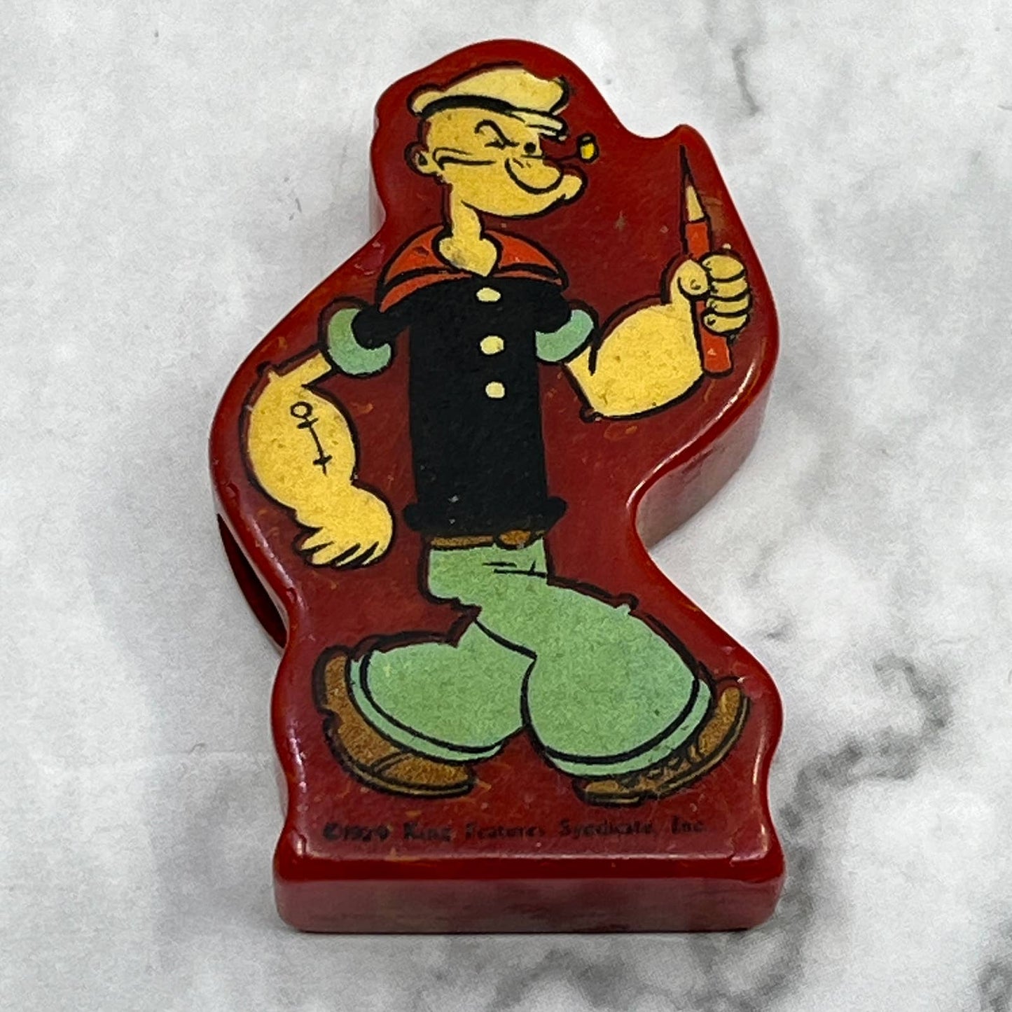 Vintage RED Bakelite Popeye Pencil Sharpener, King Features Syndicate Inc SE7