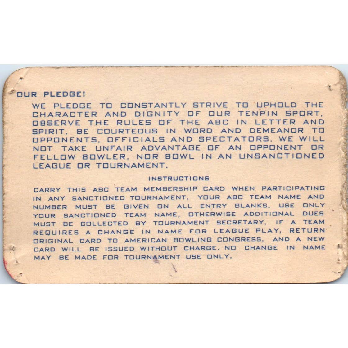 1946 American Bowling Congress Milwaukee Membership Card Eagles 800 SE5-27