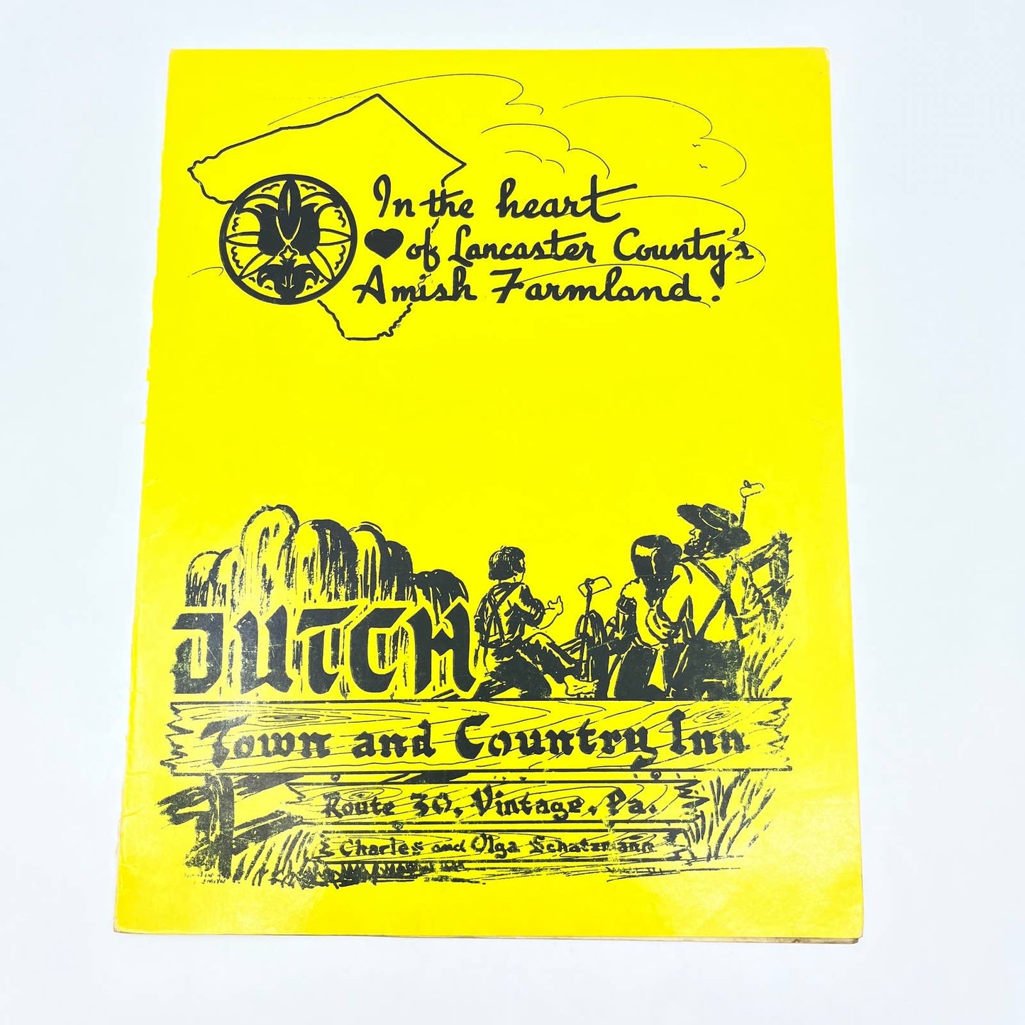 1960s Dutch Town & Country Inn Restaurant Menu Lancaster County Vintage PA FL3