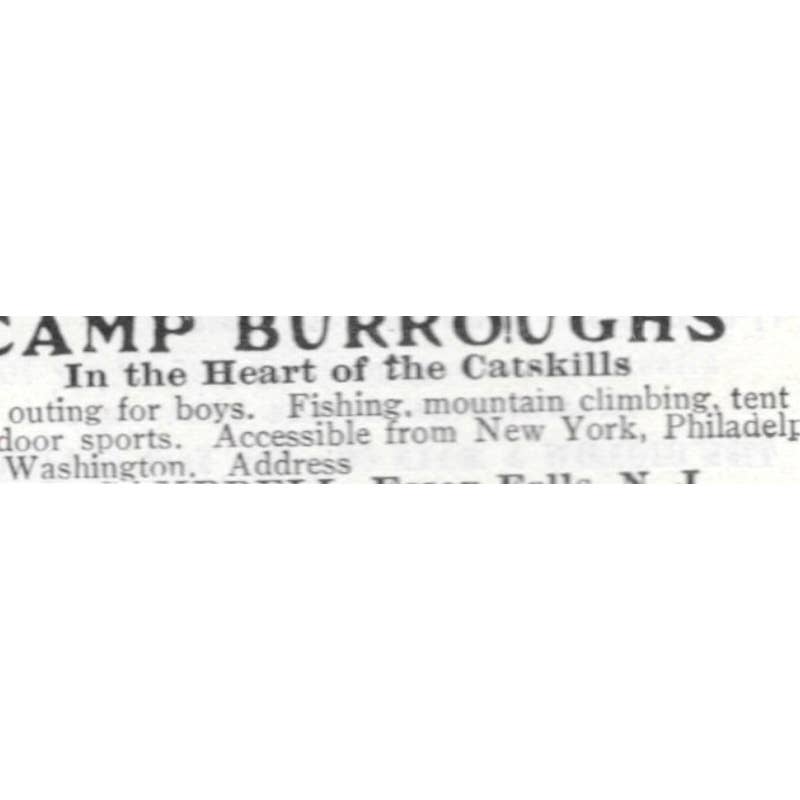 Camp Burroughs J.R. Campbell Essex Fells NJ - 1903 Original Ad TJ8-7-4
