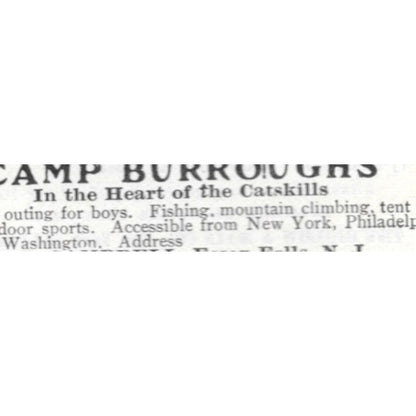 Camp Burroughs J.R. Campbell Essex Fells NJ - 1903 Original Ad AK5-S31
