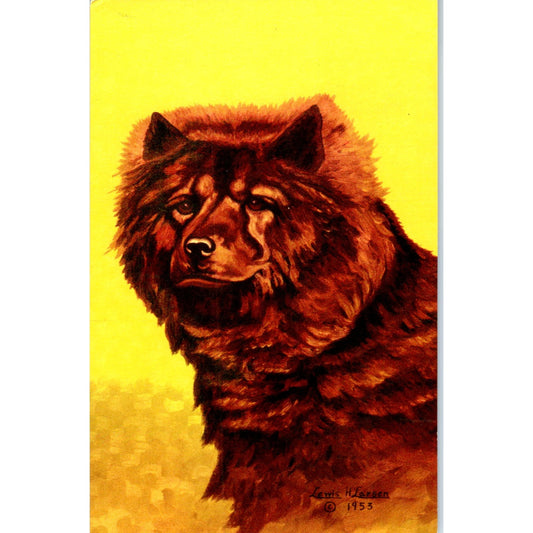 Lewis H. Larsen 1953 The Chow Chow Dog Painting Original Postcard P1-12