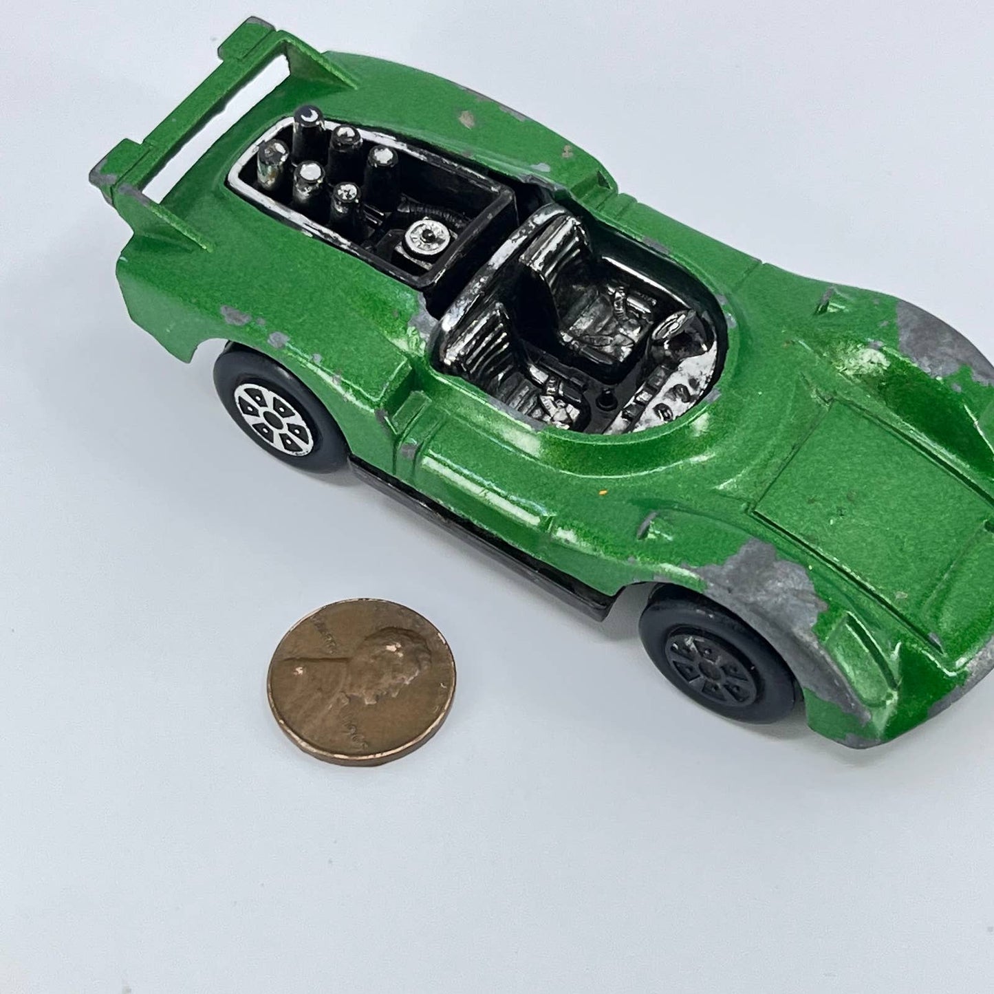 1970's Tootsie Toy Porsche Racecar - Green - Pressed Steel - Diecast SD1