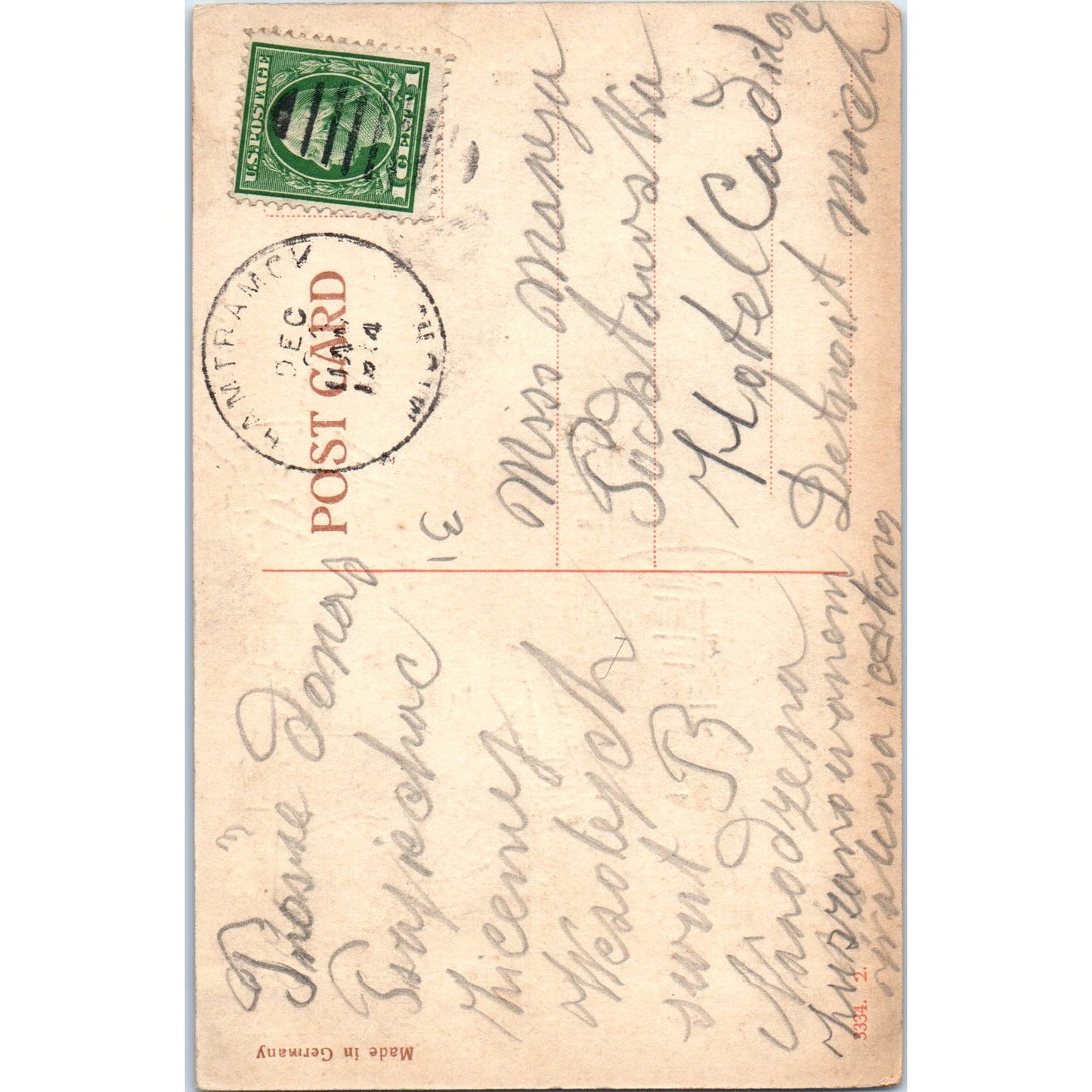 Victorian Romance Courting Couple German 1914 Original Postcard P2-1