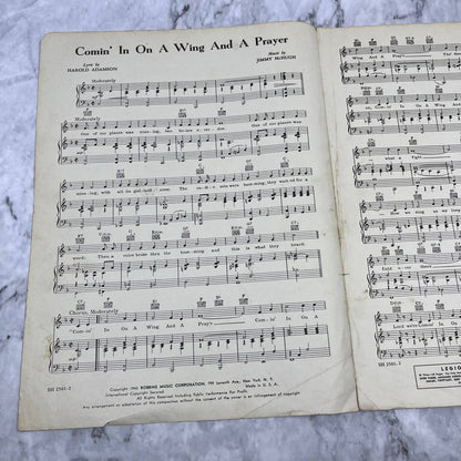 Comin' in on a Wing and a Prayer Sheet Music Lanny Ross Harold Adamson 1943 TH5