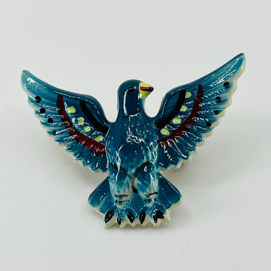Vintage Enamel ROK Blue Thunderbird Bird Brooch SB2