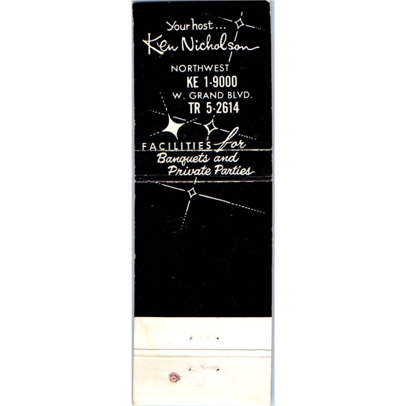 Topeka's on the Blvd Ken Nicholson Detroit MI Advertising Matchbook Cover MM9-9