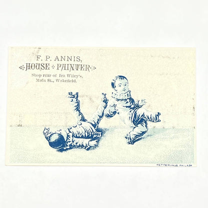 1880s Victorian Trade Card F.P. Annis House Painter Wakefield French Clowns AB6