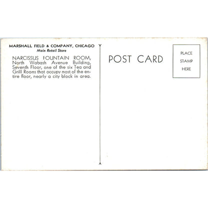 Marshall Field & Co Chicago Narcissus Fountain Room Original Postcard TK1-25