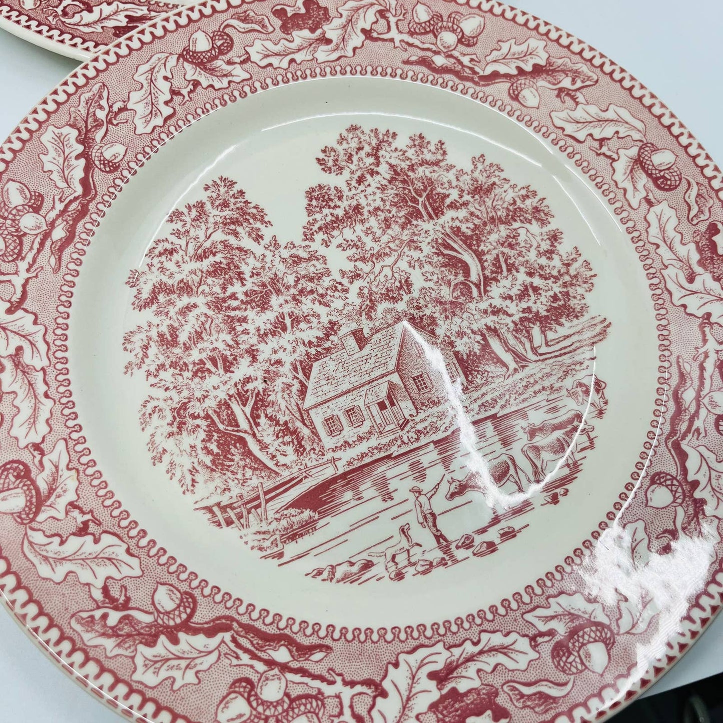 1960s Memory Lane Royal Ironstone Dinner Plate Dog & Oxen Scene 10” Set of 4 TD1