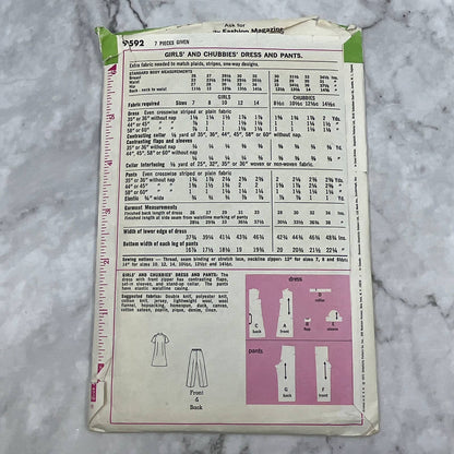 1971 Sewing Pattern Simplicity 10.5c Childs Skirt Jacket Shirt Pants 9592 TI7