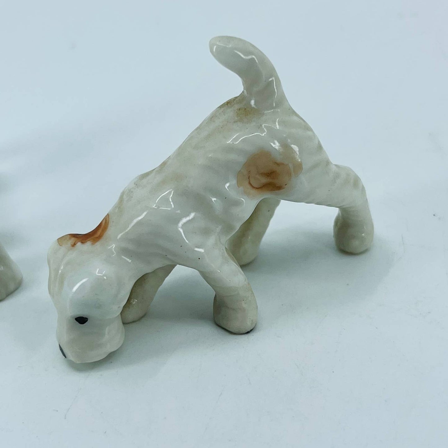 Vintage Lot of 2 Schnauzer Dog Figurines Hand Painted Ceramic 2” SA5
