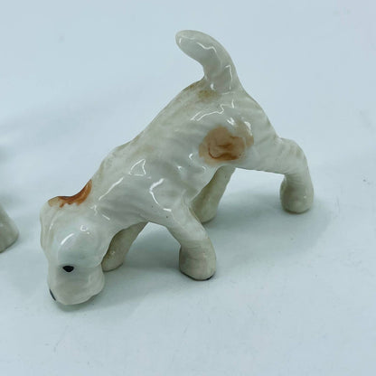 Vintage Lot of 2 Schnauzer Dog Figurines Hand Painted Ceramic 2” SA5