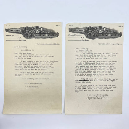 1925 International Brotherhood of Locomotive Engineer Letterhead Lot of 2 AB2-1