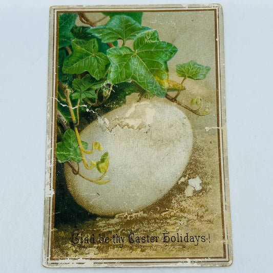 1880s Victorian Easter Card Egg & Leaves PA5