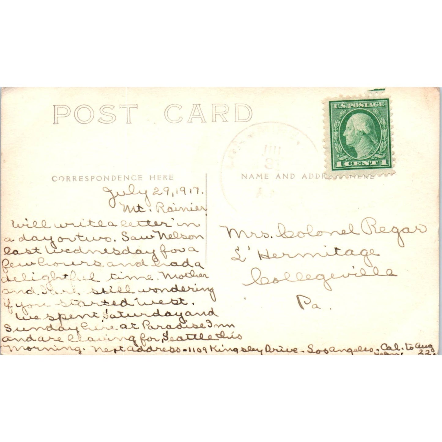 Antique Postcard Rainier National Park Co TD9-W2