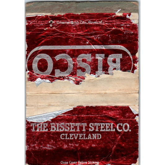 The Bissett Steel Co Cleveland OH Wide Advertising Matchbook Cover SA6-M7