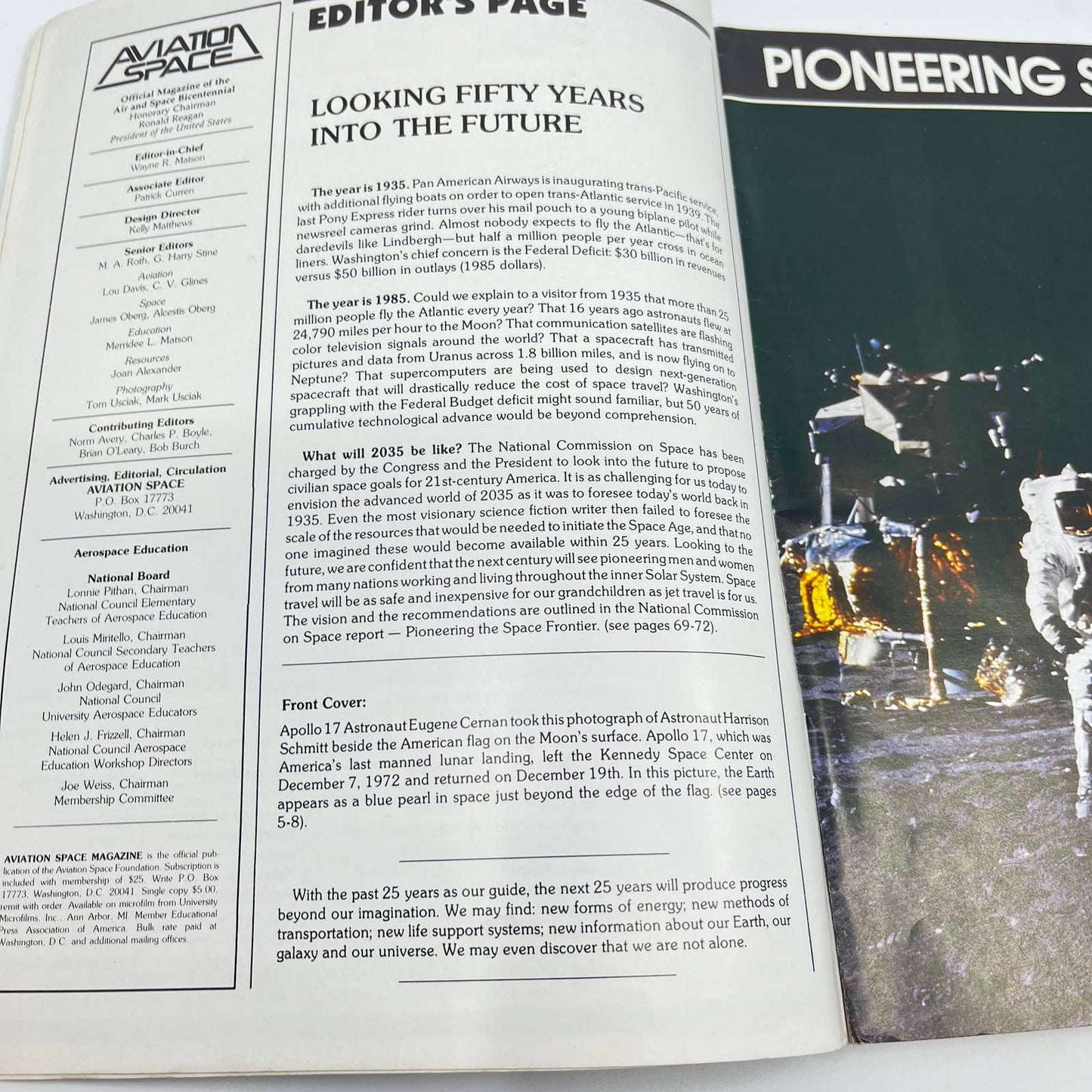 1986 Summer Aviation Space Magazine America Pioneering Space TF7