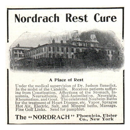 Nordrach Rest Care Phoenicia Ulster Co., NY Judson Benedict - 1903 Ad TJ7-S
