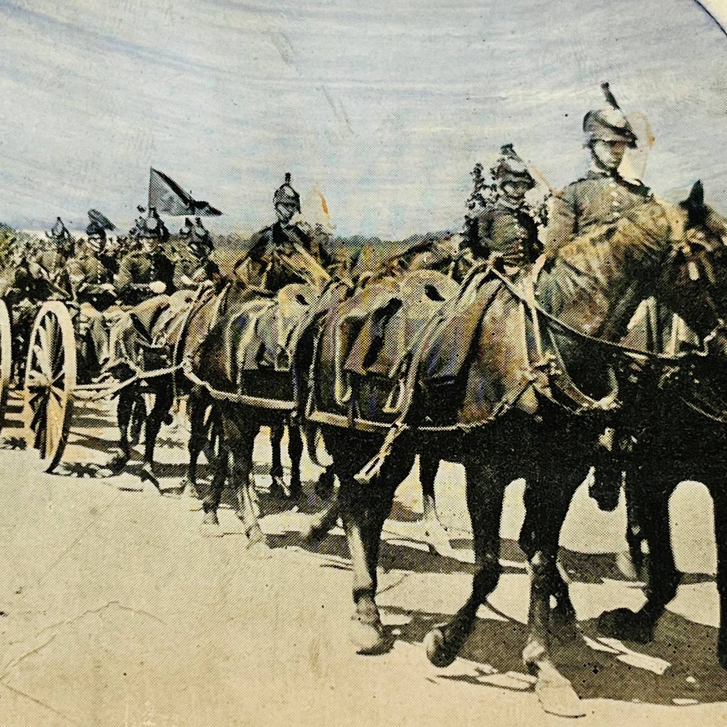 1898 Stereoview Tinted Spanish-American War US Horse Mounted Artillery Marching