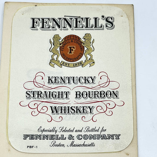 Fennell’s Bourbon Whiskey Label Fennell & Company Boston Massachusetts