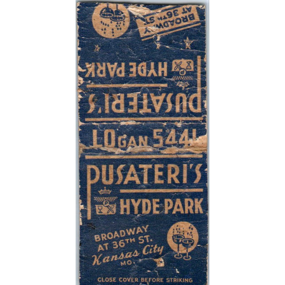 Pusateri's Hyde Park Kansas City MO Advertising Matchbook Cover SA9-M6