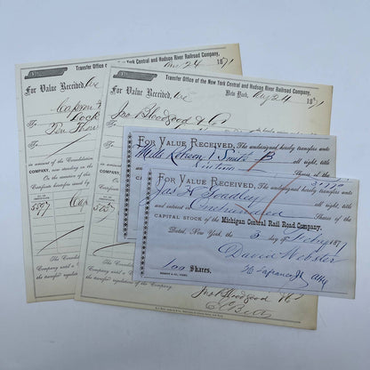 1870s Railroad Documents Michigan & Central, New York Central & Hudson Set AC9-3