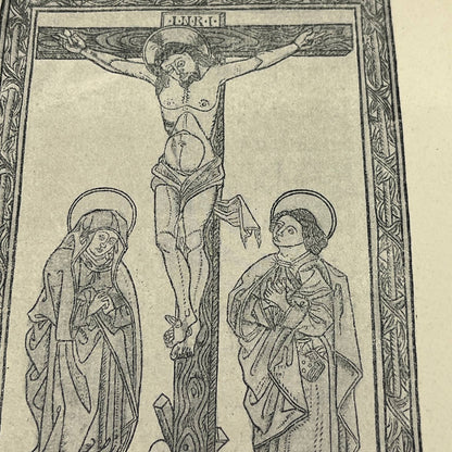 Original 1892 Ludwig Rosenthal Engraving Christ on the Cross Roman Missals AC8