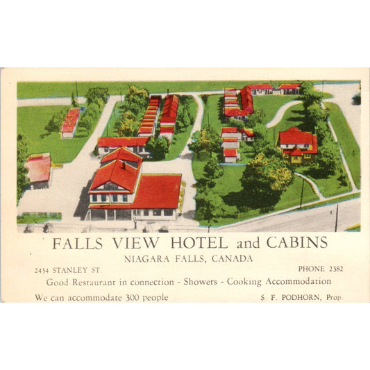 Falls View Hotel and Cabins Niagara Falls Canada S.F. Podhorn - Postcard P3-4