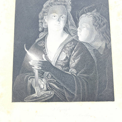 1864 Original Steel Art Engraving - Candlelight G. Schalken 8.5x11" AC3