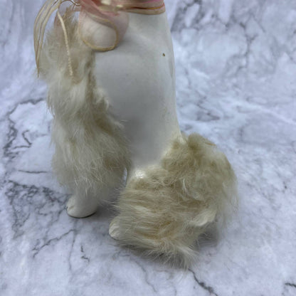 1950s MCM White Poodle Dog Figurine - Blue Glasses and Fur, Japan 4x7 TJ2