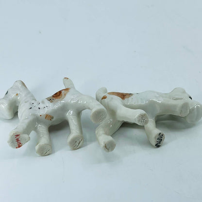 Vintage Lot of 2 Schnauzer Dog Figurines Hand Painted Ceramic 2” SA5