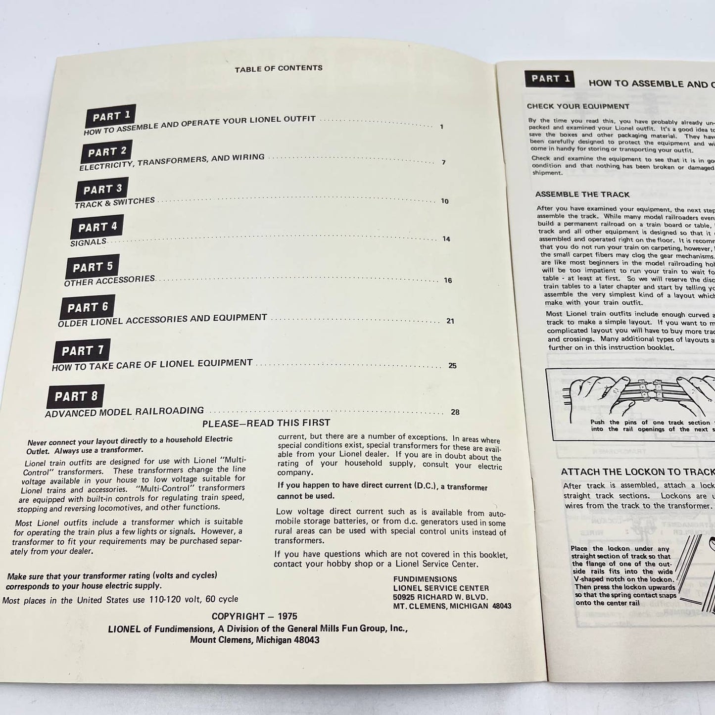 1975 Lionel Train and Accessory Manual 0/027 Model Railroad TC6