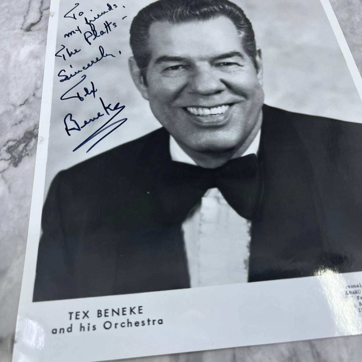 Tex Beneke Autograph Photo 8x10 Musician Film Signed Band Leader FL5