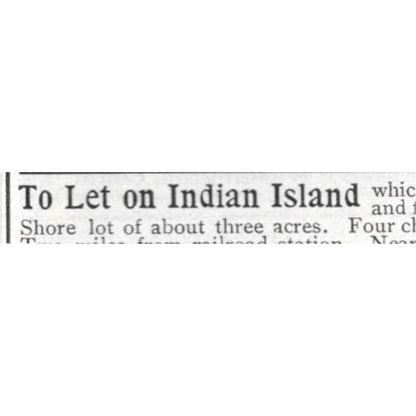 Indian Island Cottage Sebago Lake ME Harrie B Coe - 1903 Original Ad TJ8-7-4