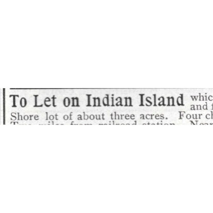 Indian Island Cottage Sebago Lake ME Harrie B Coe - 1903 Original Ad AK5-S31