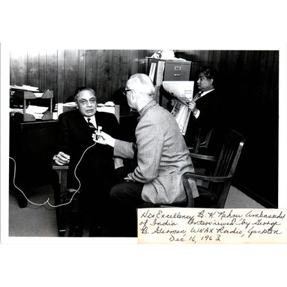 Ambassador of India B.K. Nehru WLEX Radio Interview 1963 5x7 Photo TK1-P11