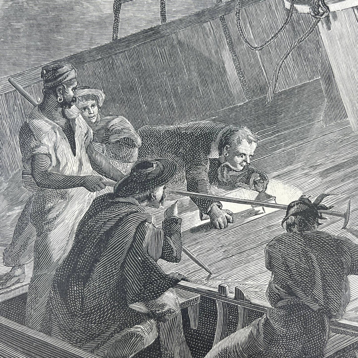 1880s Original Art Engraving - Jack Tier - Spike had breasted the yawl AC8