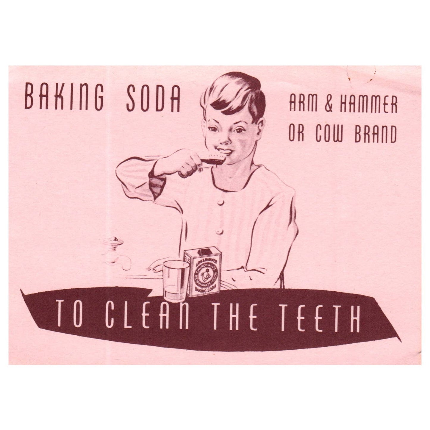Vintage Arm and Hammer & Cow Brand Baking Soda Teeth Cleaning Advertisement AC9