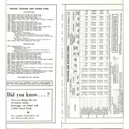 c1961 Pennsylvania RR New York Philadelphia Baltimore Washington Timetable SE8