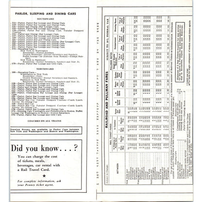 c1961 Pennsylvania RR New York Philadelphia Baltimore Washington Timetable B6