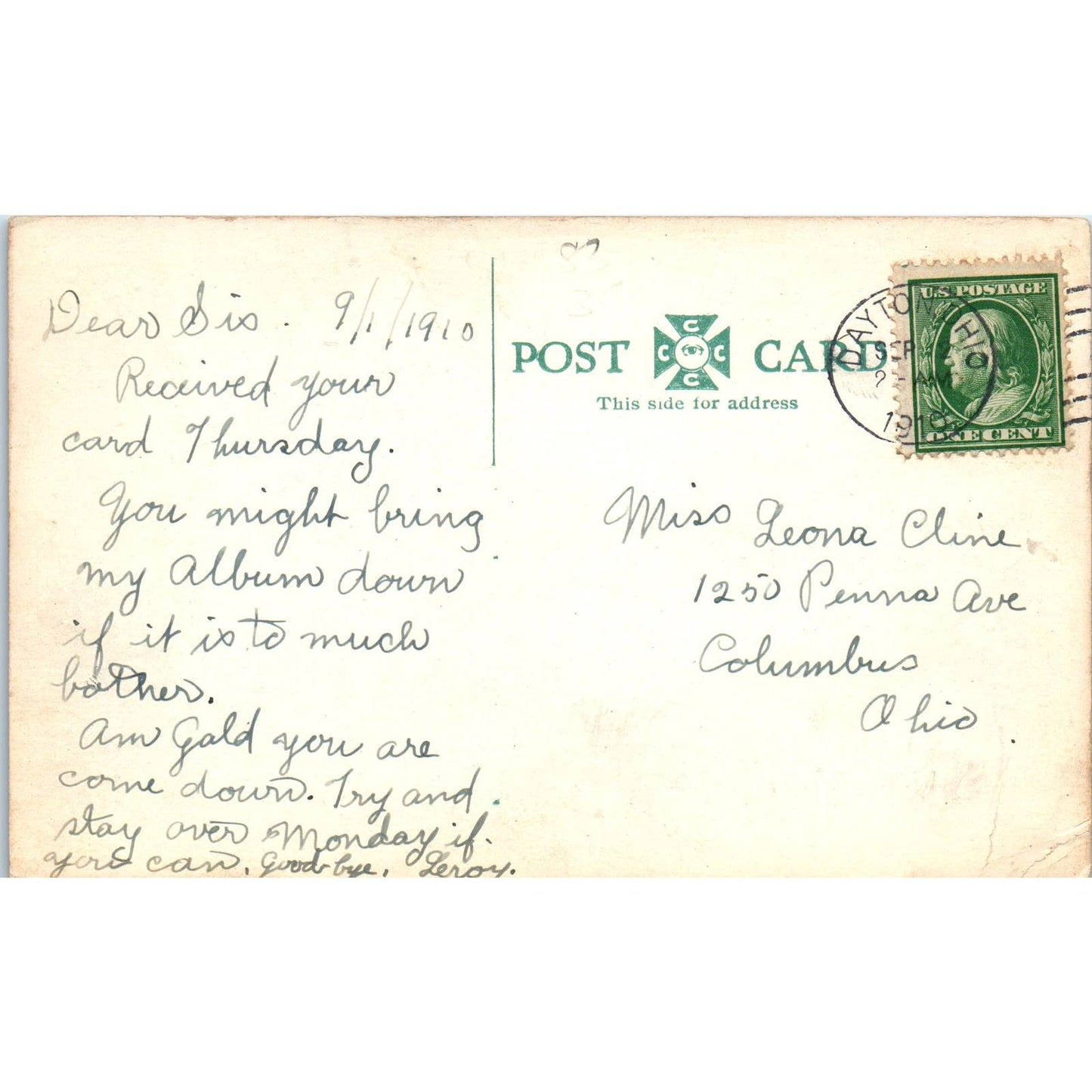 c1910 Postcard Swimming Pool Rombergers Park Dayton Ohio TD9