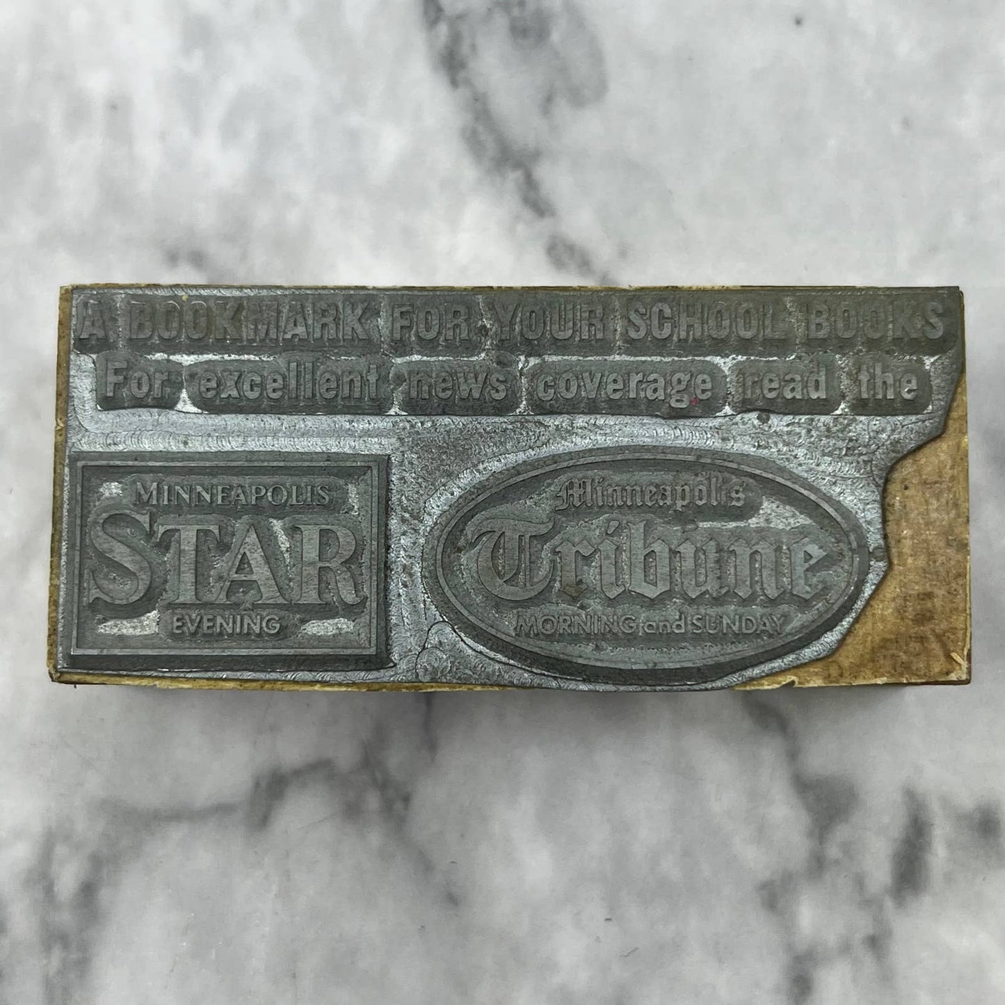 Vtg Printing Letterpress Printers Block Plate Minneapolis Star & Tribune TJ53