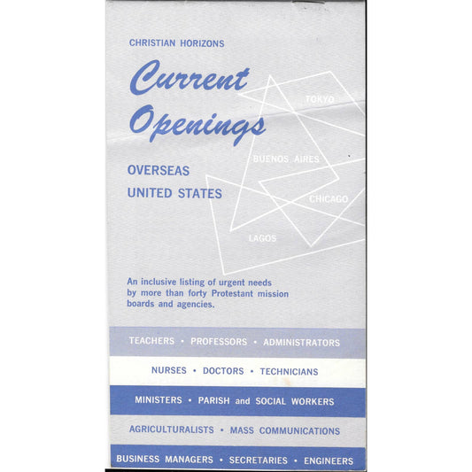 1961 Christian Horizons Current Openings Overseas United States Pamphlet TJ7