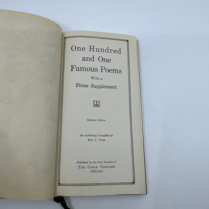 1929 One Hundred and One Famous Poems with a Prose Supplement Cable Company TG6